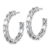 14k White Gold 6 1/2 carat Lab Grown Diamond VS/SI+ G+ Emerald Complete In and Out Hoop Earrings